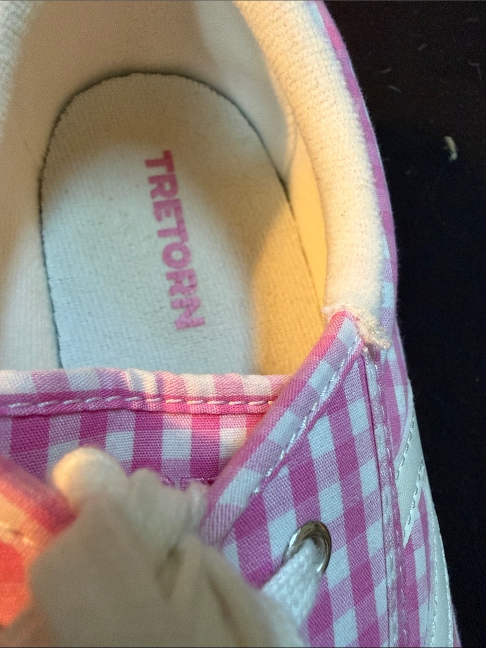 Tretorn Pink Gingham Canvas Sneakers - Picture 2 of 14